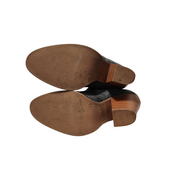 JustFab 7 Womens Gray Ankle Boots Perforated Faux Suede Block Heel Zip Booties - Picture 6 of 12